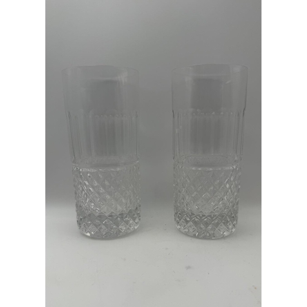 Vintage Mikasa Buckingham Lead Crystal Highball Glasses Set of 2 Hoya 6"